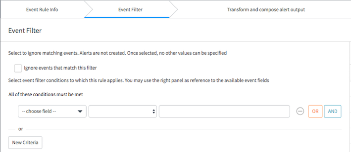 Event Management filter