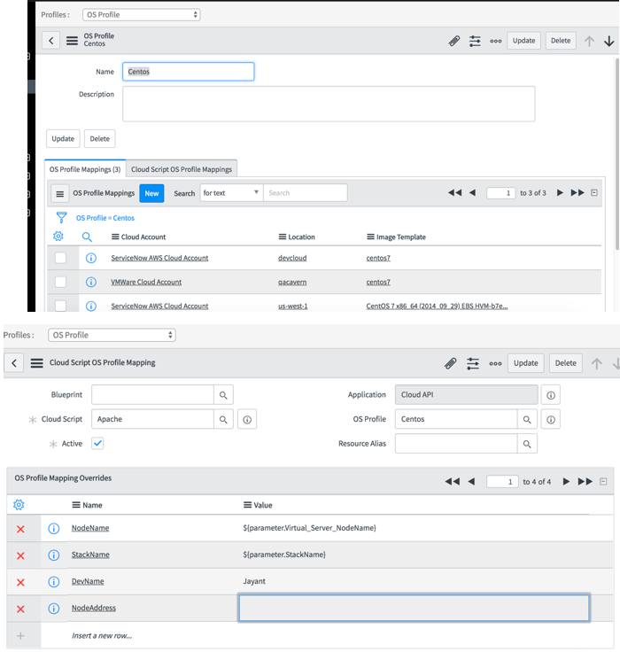 cloud script default at OS profile