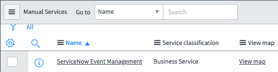 Manual service in the list