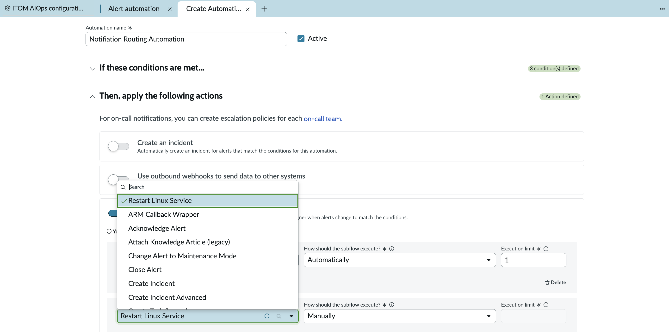 Response subflow