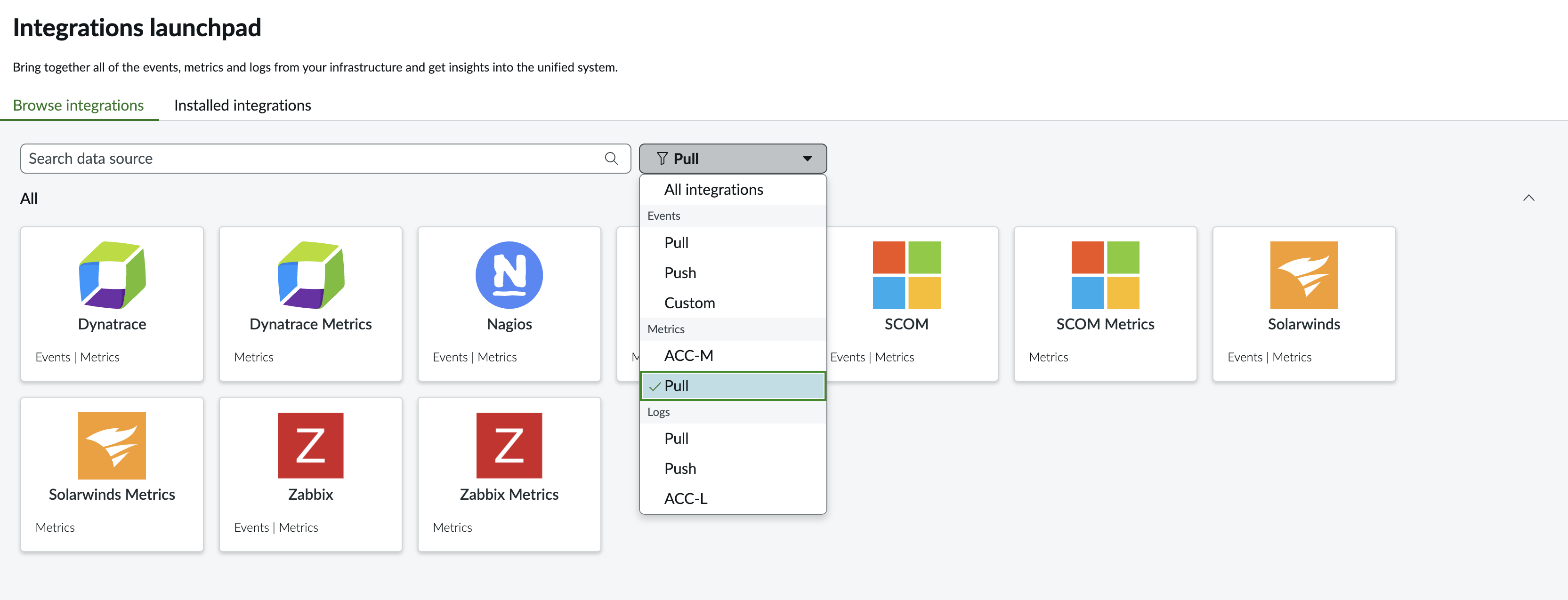 Metric pull integrations.