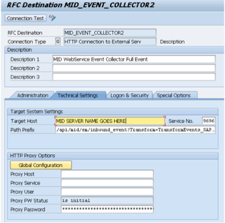 SAP Event Collector form