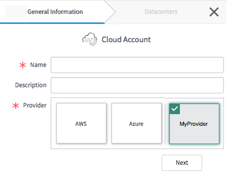 General Information page of the create cloud account process