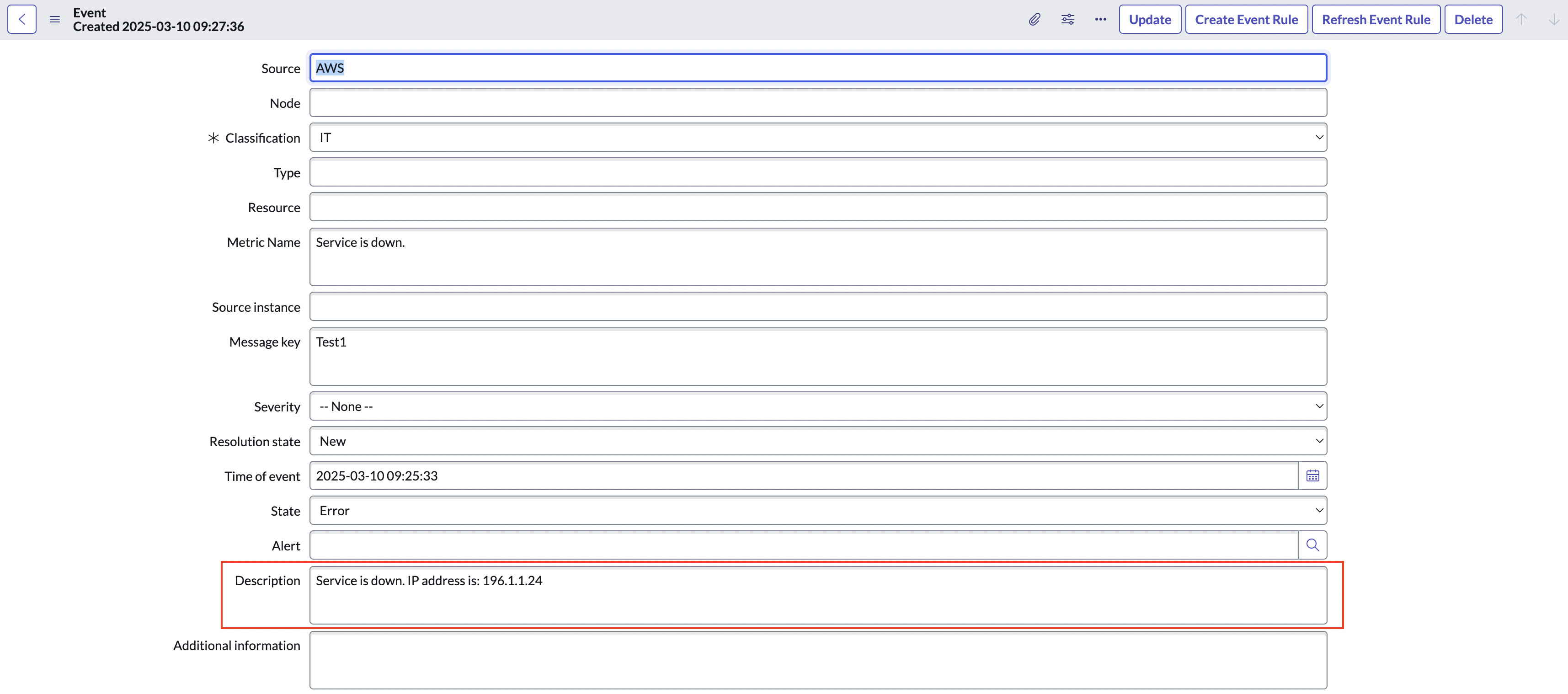 Extract IP address from the Description field.