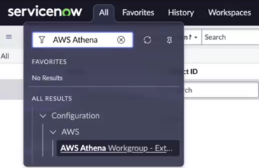 AWS Athena Workgroup non-CMDB table navigation