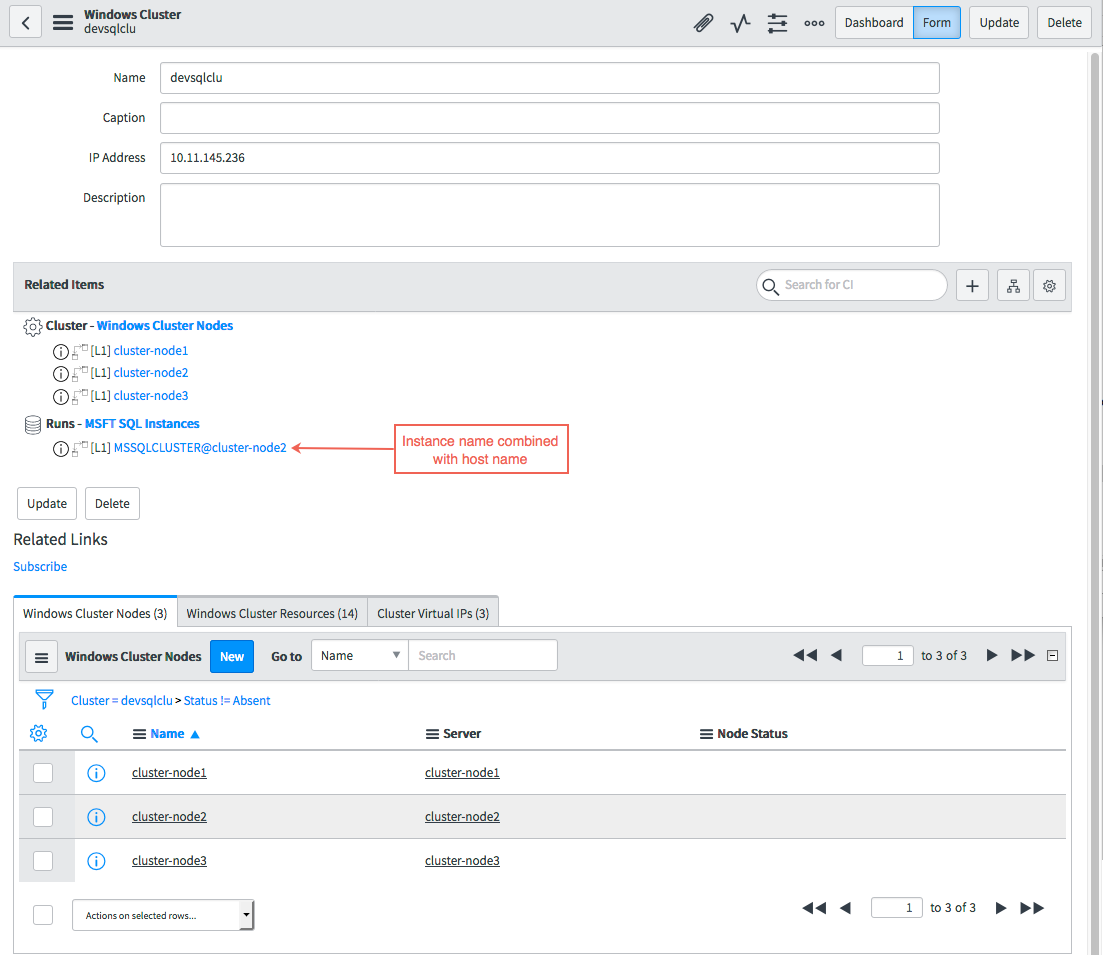 Windows cluster form