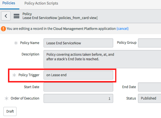 on Lease End trigger
