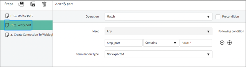 The debug session fails when Pattern Designer tries to run a faulty step.