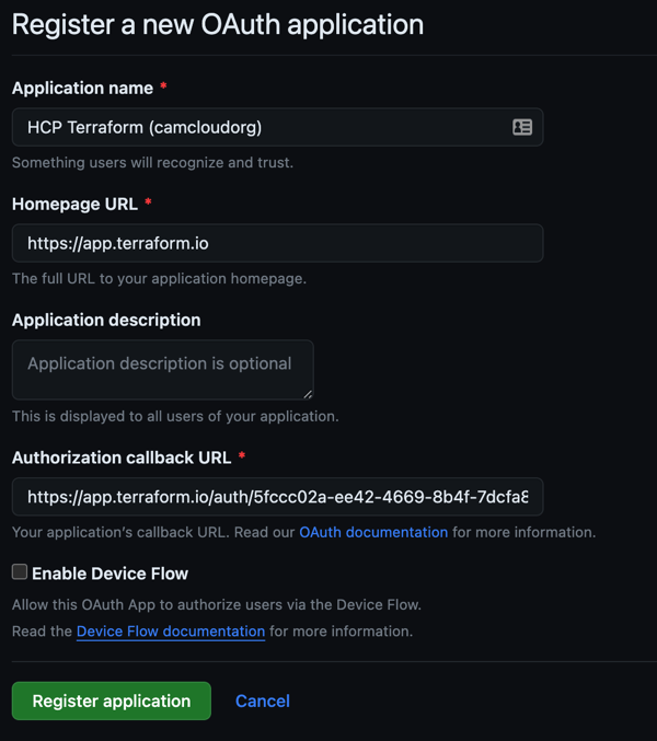 Terraform CVS provider registration form