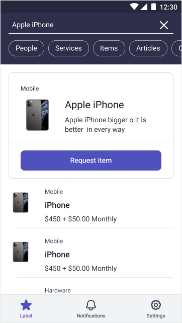サービスカテゴリからの AI 検索の結果。