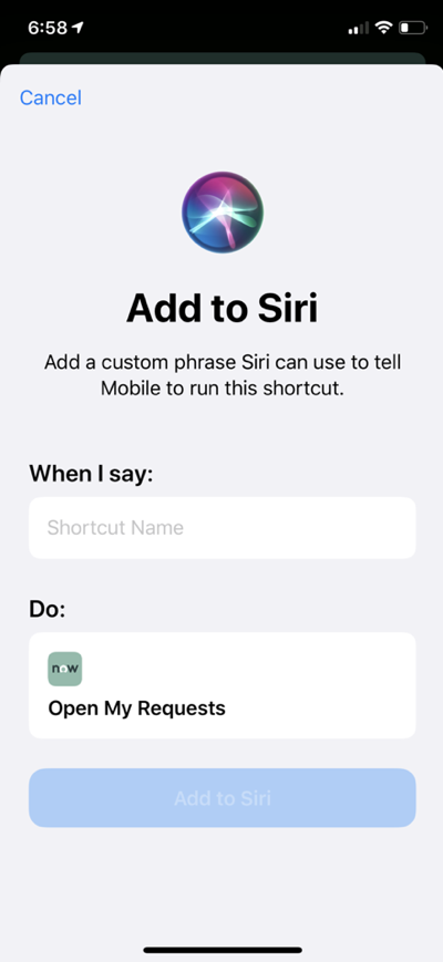 [Siri に追加] 画面
