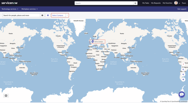 世界地図上の場所を表示する場所ディレクトリページ。