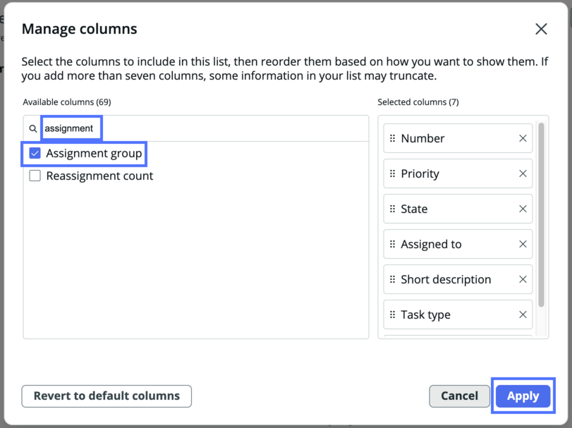 Add a column and select Apply