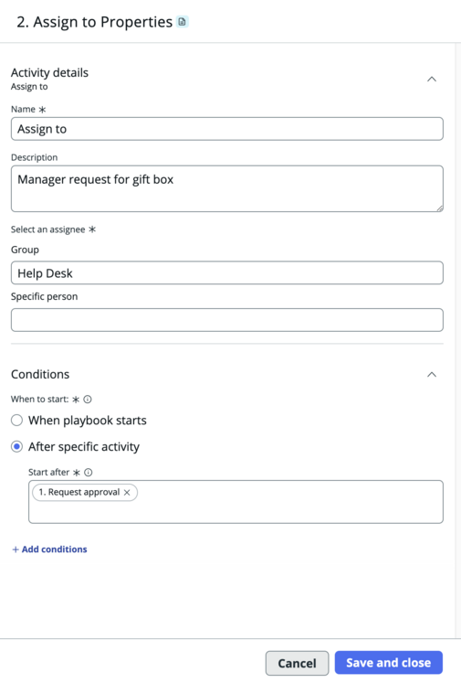 Activity details panel