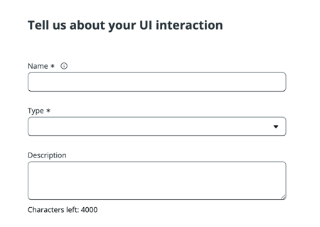 UI interaction creation modal