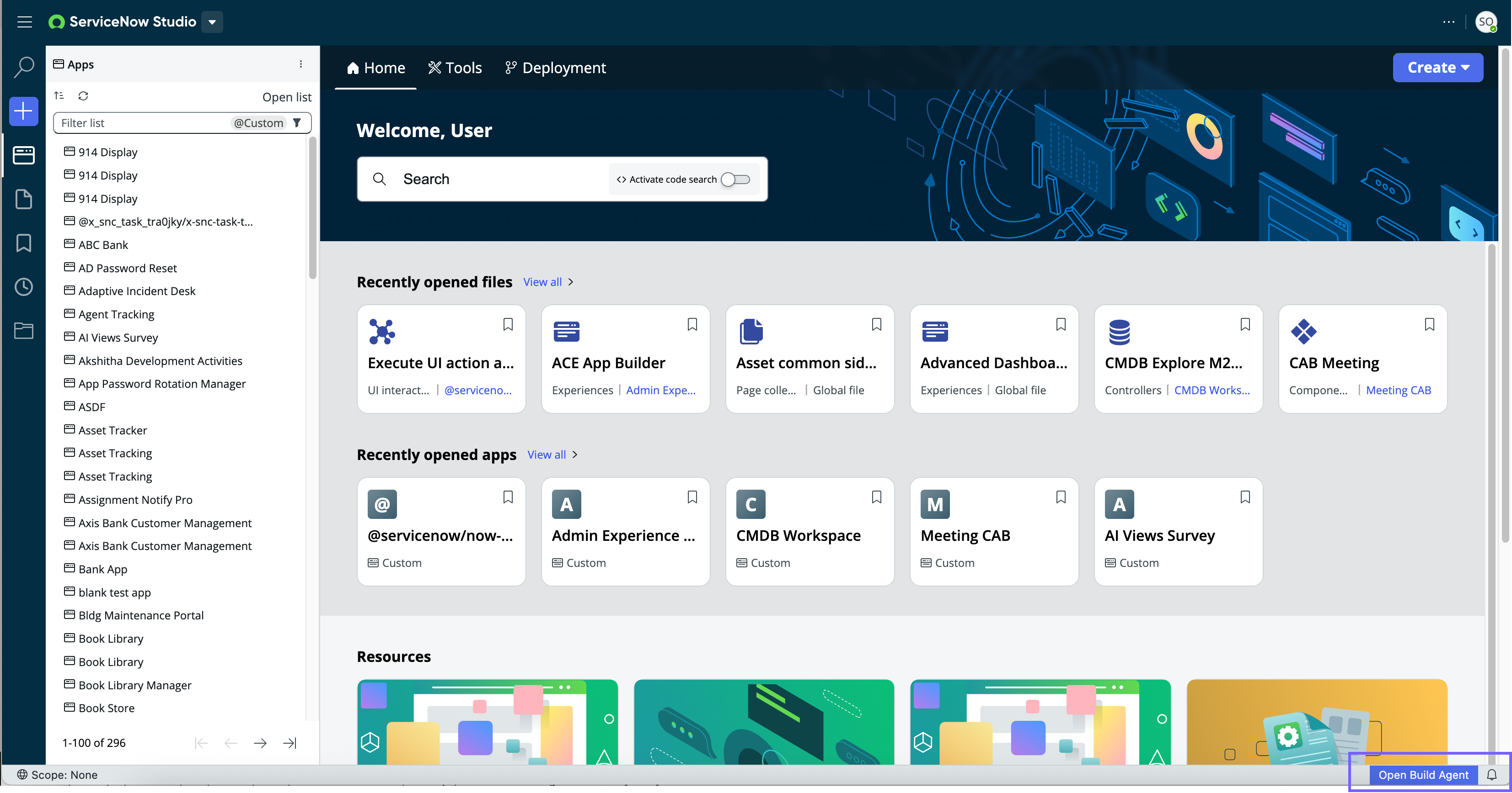 Access Build Agent from the lower corner of the browser screen.