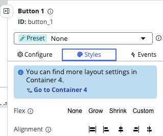 Configuration panel Styles tab.