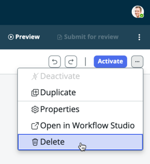 Menu option to delete a playbook