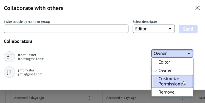 Option to customize collaboration permissions