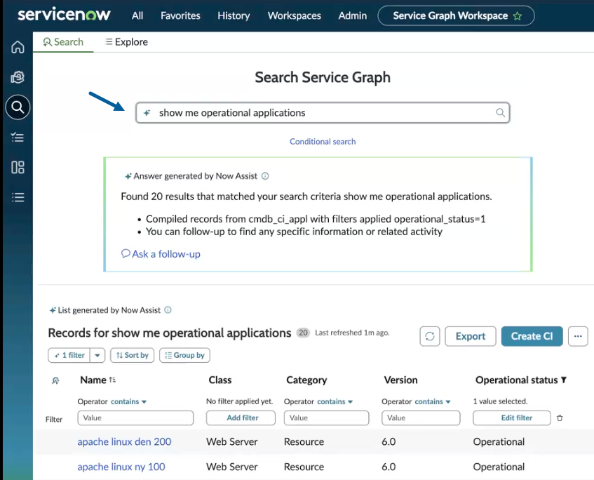 Two sections in the search results.