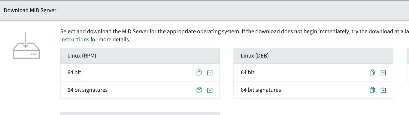 The Linux installer download page.