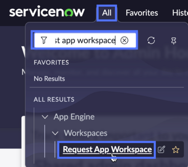 Use the All menu to open the workspace