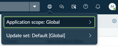 Application scope in page header