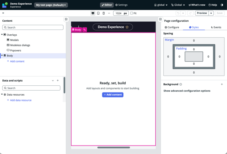 UI Builder visual editor.