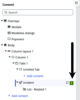 Icon showing how many related list tabs display on your page.