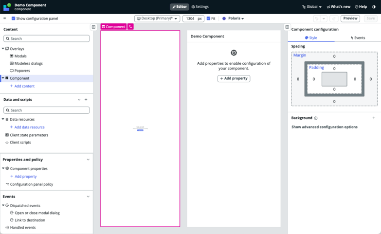 Component builder homepage.