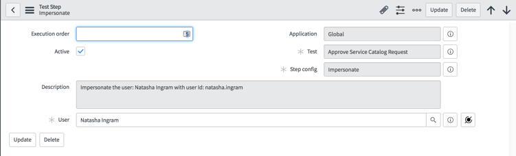 Impersonate user test step