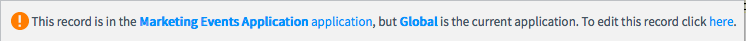 If you're not in the scope for a store application, a message appears with options to edit the record or switch scope.