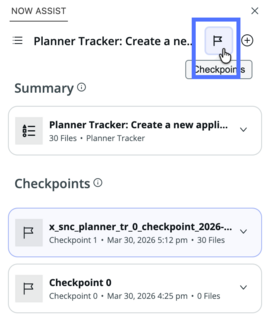 Build Agent chat panel for Planner Tracker summary and checkpoints list with highlighted checkpoints button
