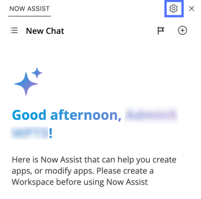 Build Agent panel showing greeting message and the Settings button