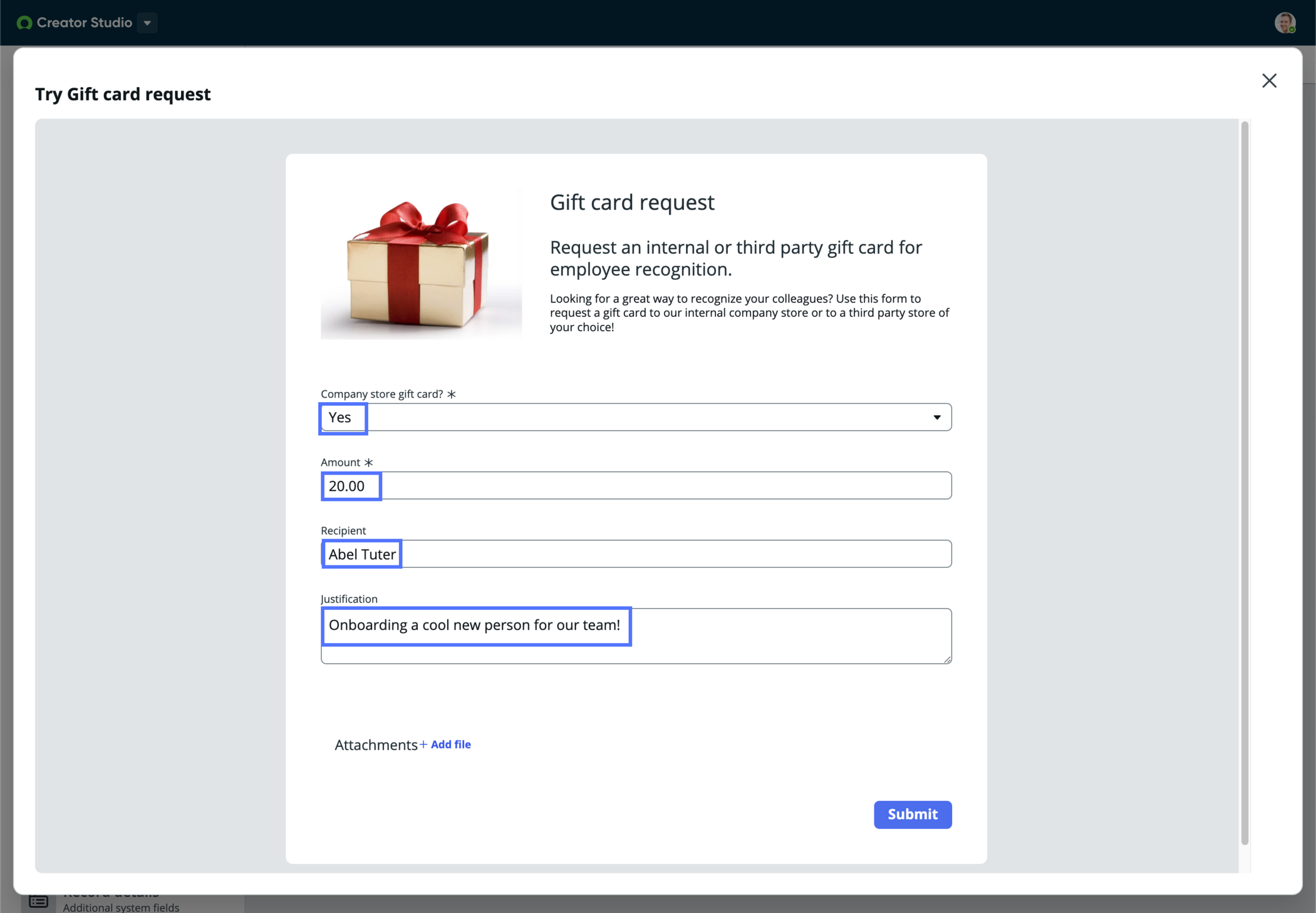 Enter responses onto the form