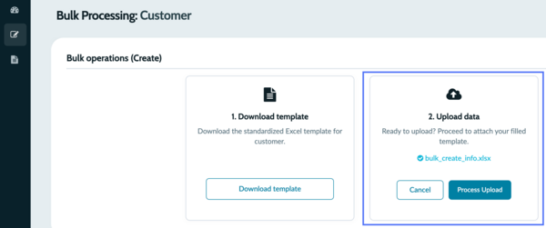 Upload data option.