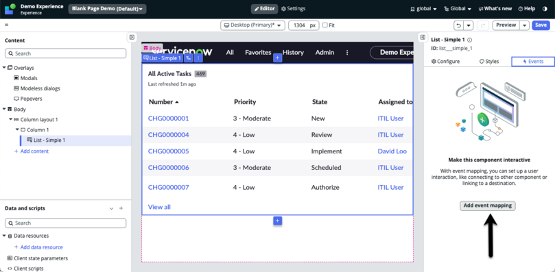 Arrow pointing to add event mapping option.