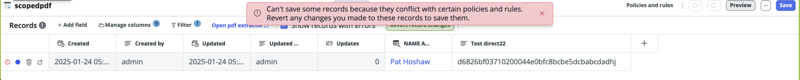 Errors in Spreadsheet view.