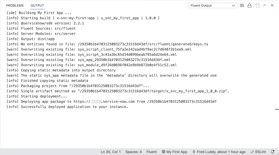 Panel with output logs
