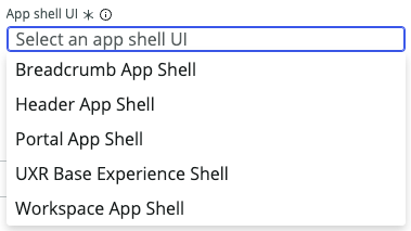 List of the app shells available when creating a new experience.