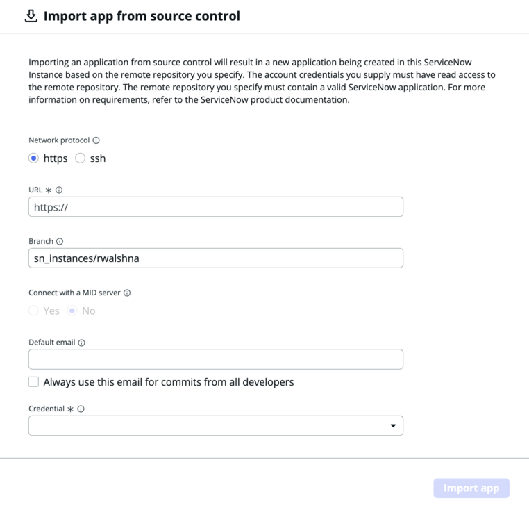 Import an app from source control.