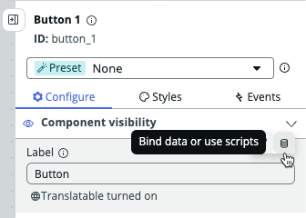 Hovering over the bind data icon.