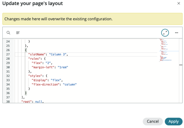 Applying a layout change.