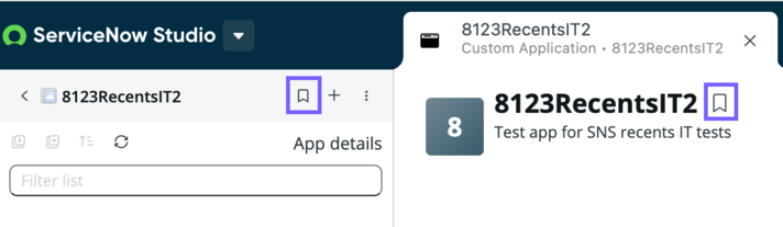 Bookmark an app that is open in the canvas.