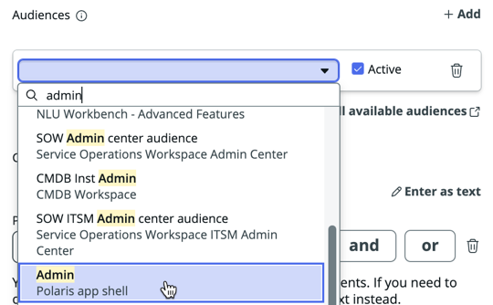 Select the Admin audience.