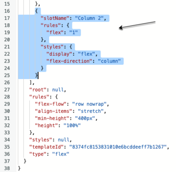 Arrow pointing to copy the CSS code for a slot.