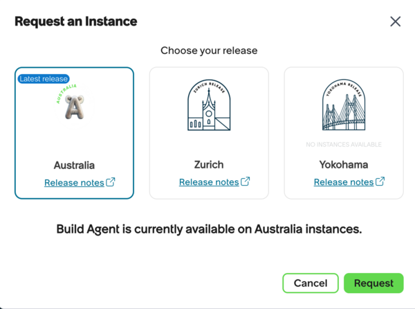 Select the instance release you want to use.
