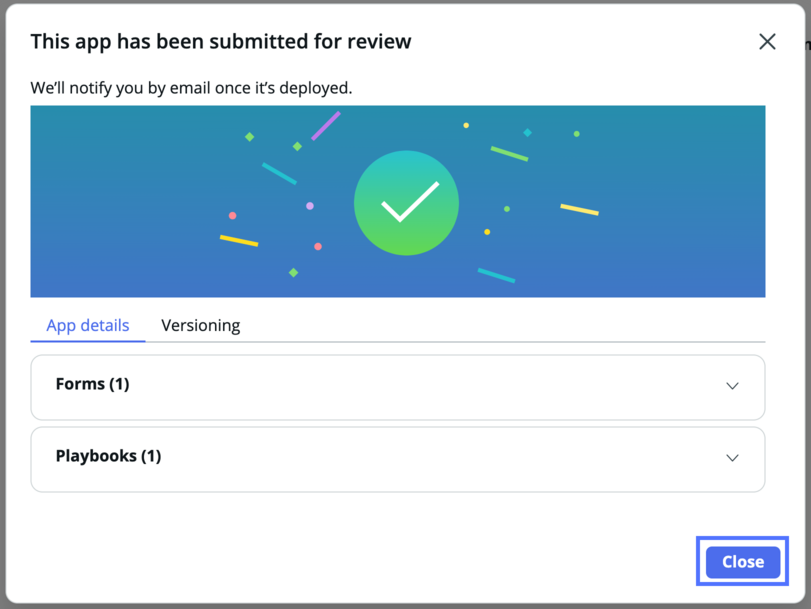 Confirmation message modal