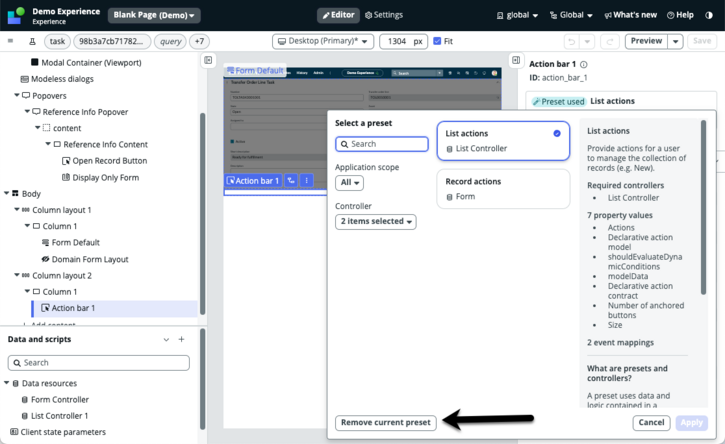 Select a different preset or no preset from the list.