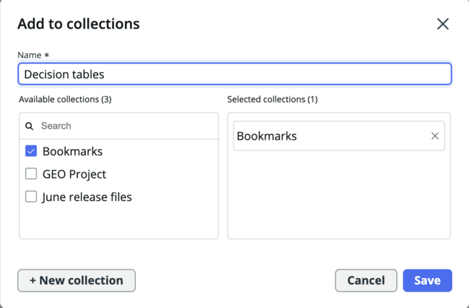 Add the list to the Bookmarks collection.